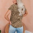 thumbnail image 5 of Summer Tops for Women Casual Leopard Print Camo Print V Neck Short Sleeve Fashion T Shirts for Women Brown M, 5 of 5