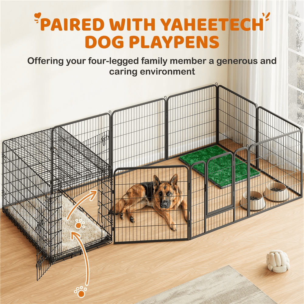 Alden Design 48″ Dog Crate with 2 Doors and Pull-out Tray for Large Dog, Black