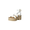 thumbnail image 6 of Steve Madden Kelton White Leather Ankle Strap Open Rounded Toe Heeled Sandals (White Leather, 6), 6 of 9