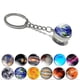 thumbnail image 5 of Llavero con forma de estrella del universo luminoso, colgante del sistema solar, tierra, galaxia, nebulosa, llavero con bola de cristal de doble cara, 5 of 6