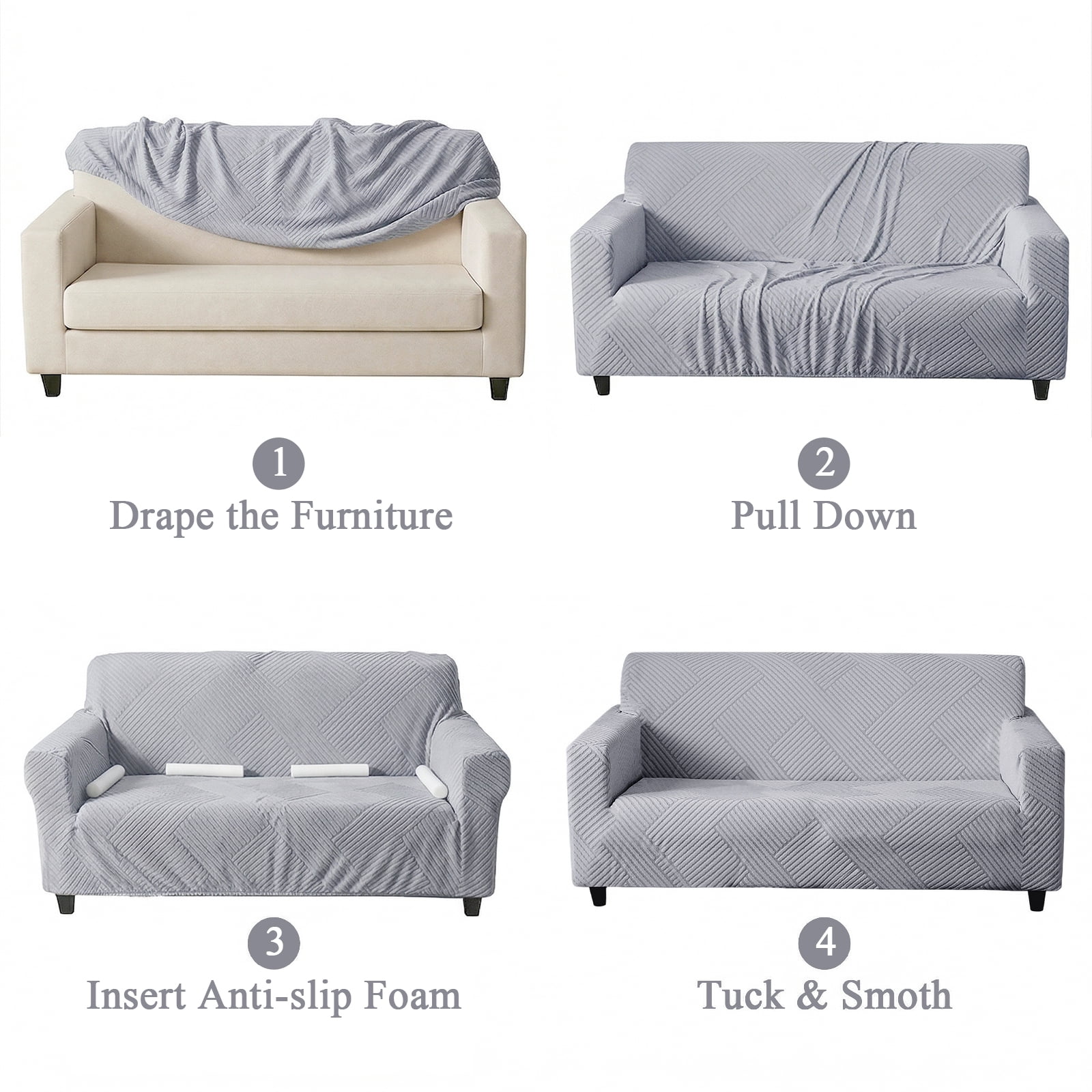 MeyJey Waterproof Sofa Cover, Slipcover for Loveseat Sofa, Stretch Furniture Protector for Kids Dogs Cats Pets, Gray