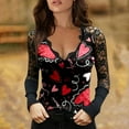 thumbnail image 4 of Womens Valentines T Shirt Love Heart Tops Shirt Lace Casual Sexy V-neck Sling Long Sleeve Lace Elegant Gift for Her, 4 of 4