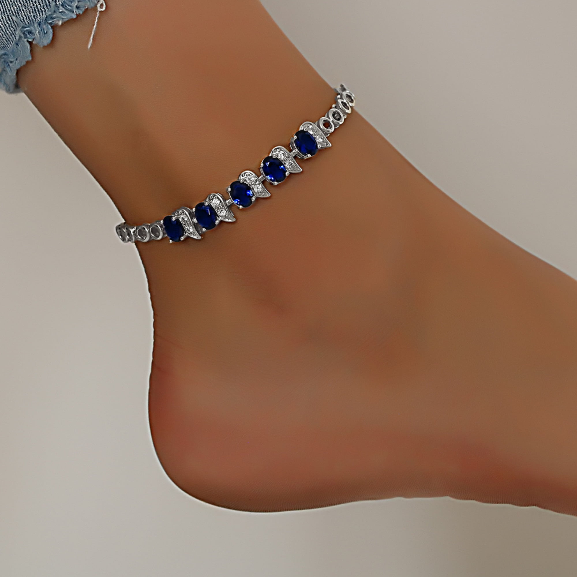 Kaash Customs Fine Silver Color Anklet for Teen Female, 6"+2" inch Adjustable Size in Brass Metal