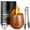 A, variant on Wooden Whiskey Cup with Reusable Ice Wine Stone,Carbonized Bourbon Glass Set,Natural Tumbler for Chilling Rustic Drink Accessories Glass, Whiskey carbonized Oak bar Silicone Men Wooden