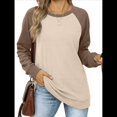 thumbnail image 2 of Sudadera Ligera de Larga con Cuello Redondo y Diseño Raglán con Bloques de Color para Mujer Albaricoque L, 2 of 10