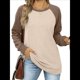 thumbnail image 2 of Sudadera Ligera de Larga con Cuello Redondo y Diseño Raglán con Bloques de Color para Mujer Albaricoque L, 2 of 10