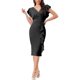 thumbnail image 1 of INSPIRE CHIC Vestido de cóctel midi para mujer, sexy, con escote en V profundo, mangas con volantes, vestido formal, negro L, 1 of 6