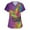 #+001Dark Purple, variant on Hogleaql Plus Size Mardi Gras Scrub Top for Women Short Sleeve V-Neck Carnival Mask Graphic Scrub Tops Casual Trendy Nursing Medical Uniform Top with Pockets Yellow 2XL