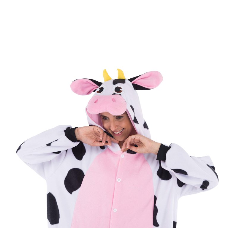 Amscan Adult Zipster Cow One-Piece Costume - Hooded Fleece Jumpsuit, Size XXL (2 Count)