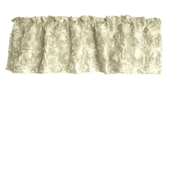 Rosette Floral Pop Up Flower Window Valance 54 Inch Wide Ivory