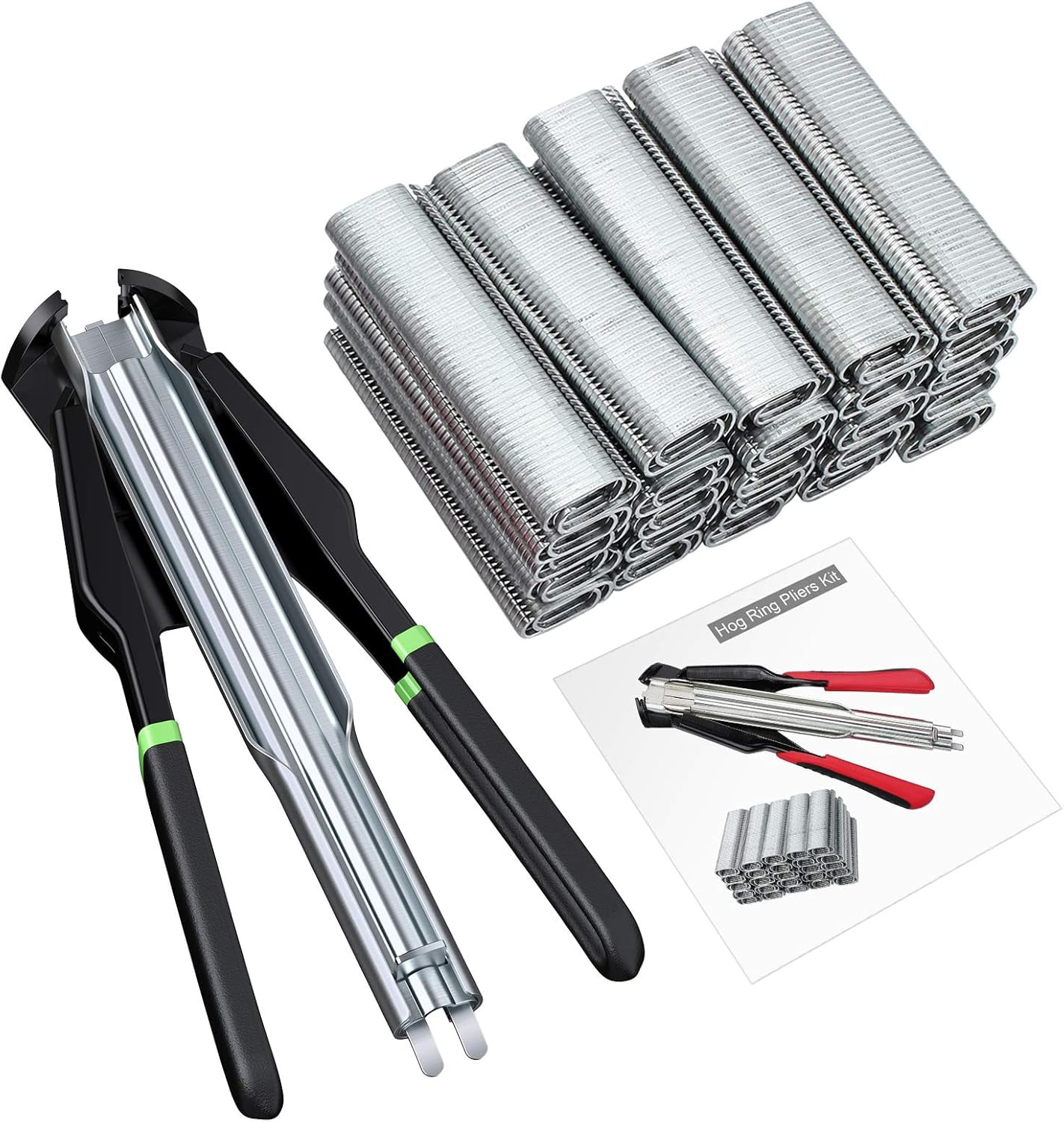 Proster C7 Hog Ring Gun Hog Ring Plier - Auto Feed Fence Fencing Nailer Plier with 2500 Hog Rings Galvanised Steel
