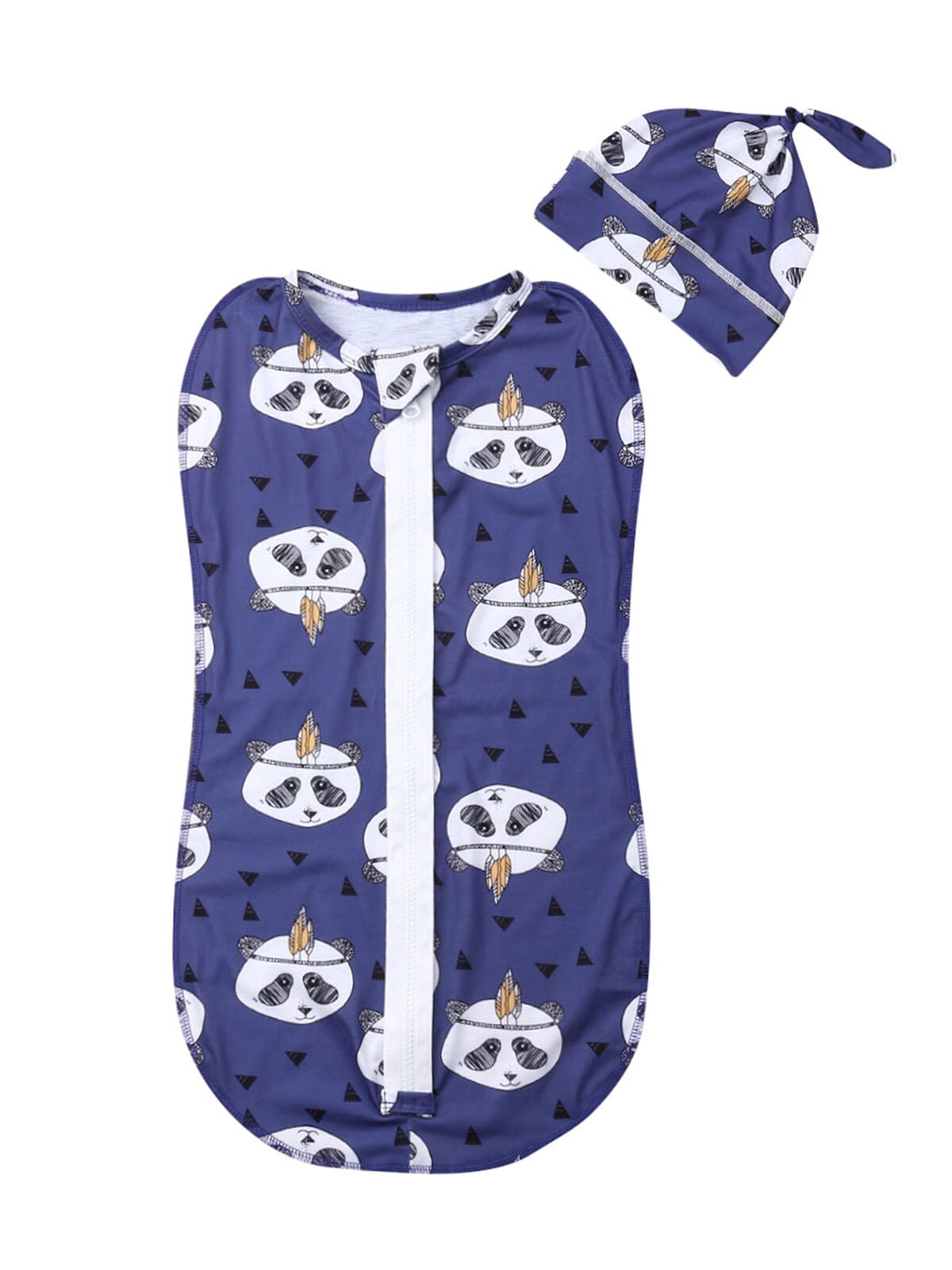 Bmnmsl Newborn Kids Baby Cotton Zipper Swaddle Blanket Wrap Sleeping Bag Sleep sacks Hat Outfits