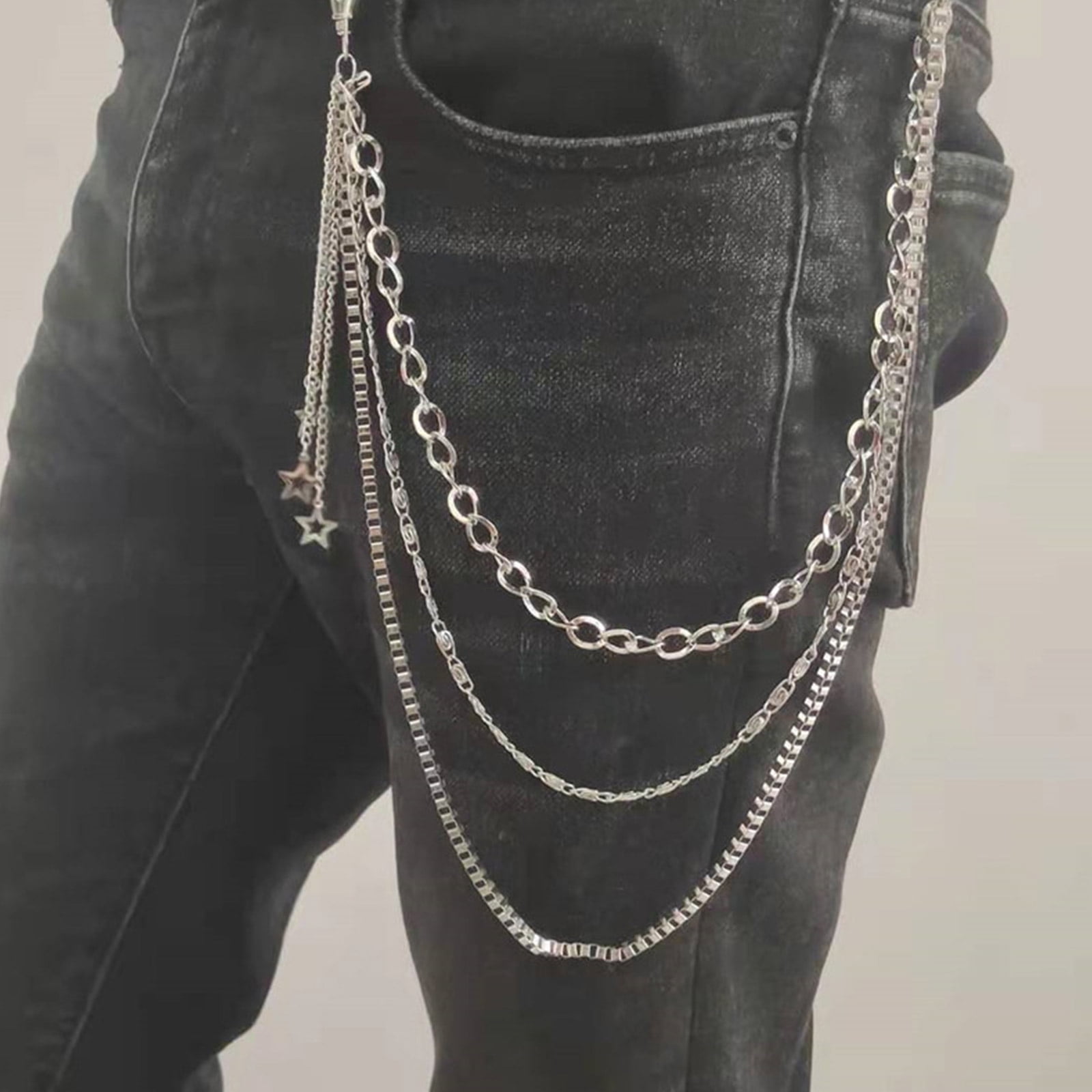 Happyyami Pocket Chains Double Layer Hip Hop Punk Trousers Chains Wallet  Chains Jeans Pant Chains for Men Women Black