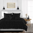 thumbnail image 1 of Twin/Twin XL Comforter Multi Ruffle Black Luxurious Collection Microfiber Fill Duvet Insert Box Stiched Quilted Fluffy Soft All Season Comforter with Pillowcases & Premium Piping, 1 of 5