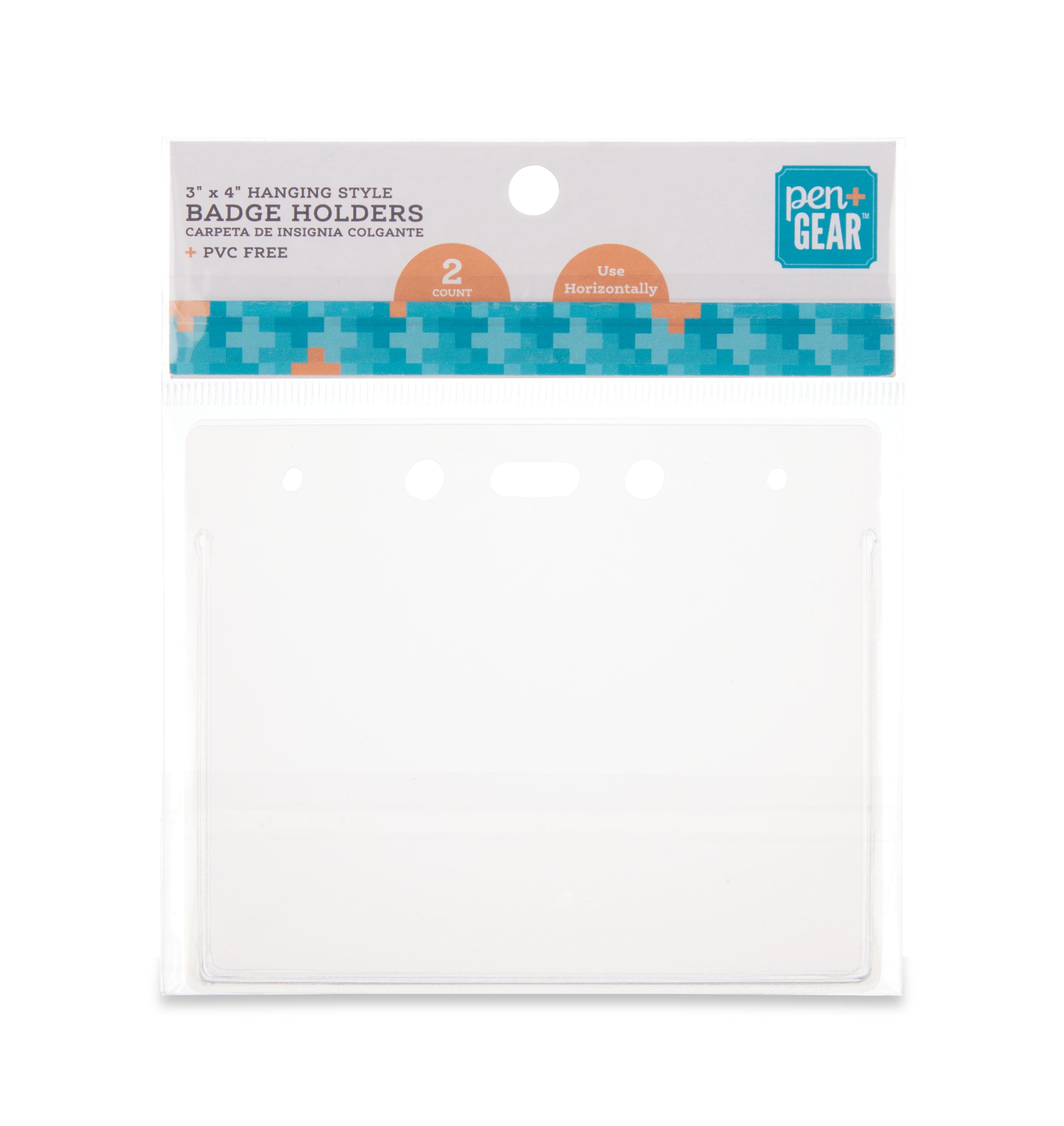 Pen+Gear Hanging Style Plastic Badge Holders, 3' x 4', Clear, 2 Count, Waterproof