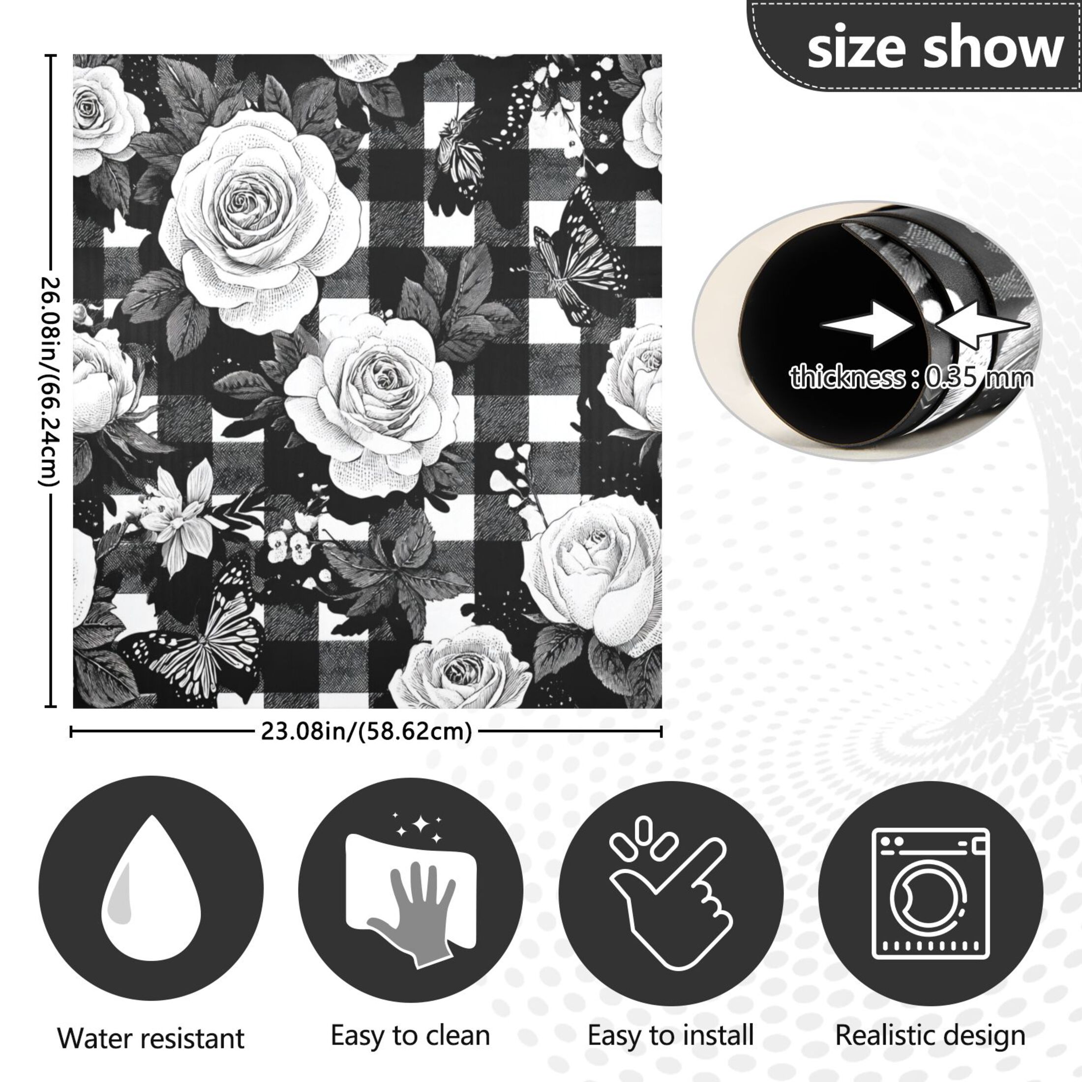 Dishwasher Magnetic Refrigerator Magnet Cover Sticker Home Decorative 23"x26" White Rose Pattern