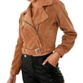 thumbnail image 1 of Gibobby chaquetas largo de algodón Chaqueta corta casual de mujer con cierre de cremallera para otoño invierno (Caqui, L), 1 of 4