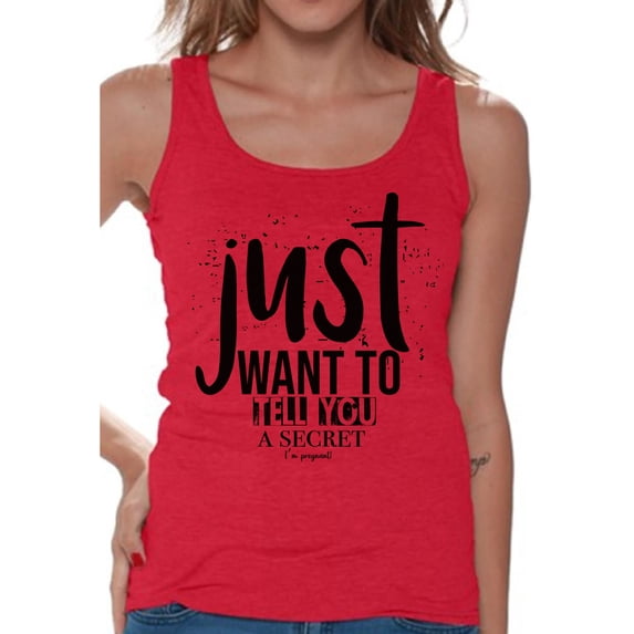 Awkward Styles Pregnancy Tank Top for Ladies Womens Baby Announcement Tanks I Just Want To Tell You a Secret Tank Top for Women I'm Pregnant Shirts Pregnancy T-Shirt for Her Pregnancy Reveal Shirt