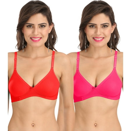 

Ossirrio Women s Everyday Non Padded Non Wired 3/4th Coverage T-Shirt Bra with Free Transparent Strap