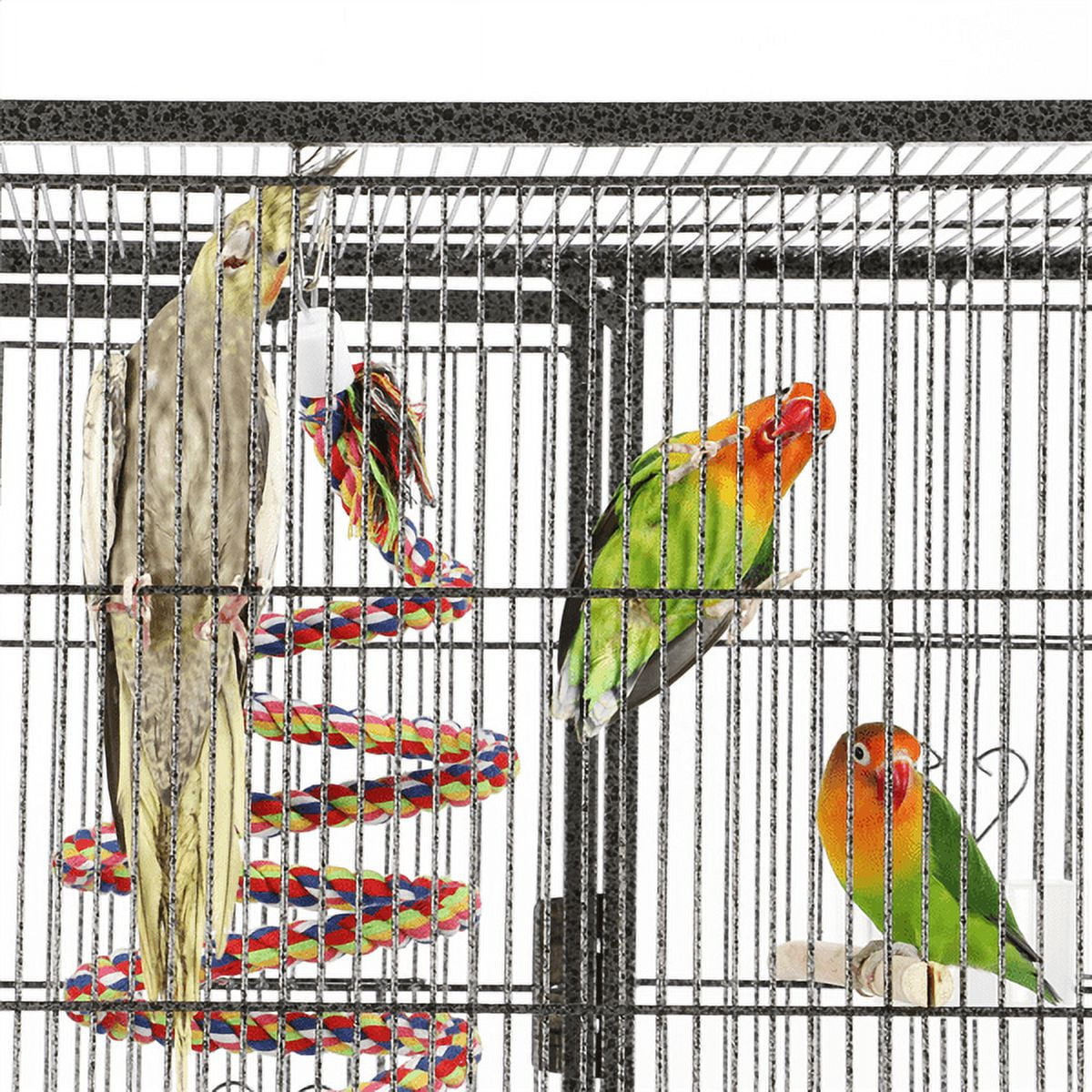 Alden Design 69" H Rolling Extra Large Metal Bird Cage with Detachable Stand for Parrots, Black