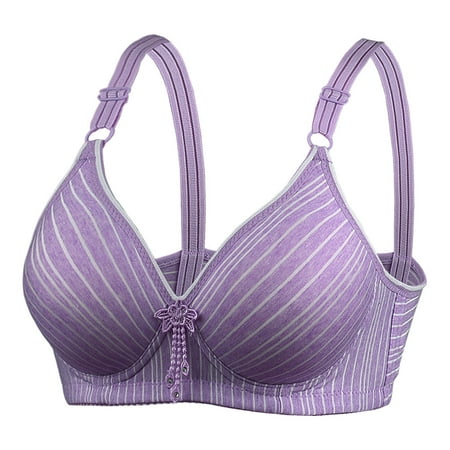 Bigersell Wireless Bras with Support and Lift Sale Balconette Bras for Women Soft Bra Style B4549 V-Neck Seamless Bras Hook and Eye Bra Closure Big Girls Size Padded Bras for Women Purple S