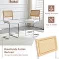 thumbnail image 5 of Hi loPres Set of 2 Modern Boho 25" Counter Height Bar Stools, Hand-Woven Rattan Backrest with White PU Chrome Metal Kitchen Island Stools, 5 of 8
