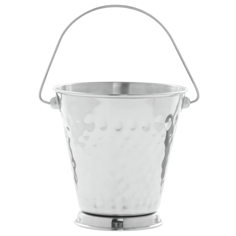 HUBERT® Food Serving Bucket Large Mini Hammered Stainless Steel - 5'Dia x 5'H