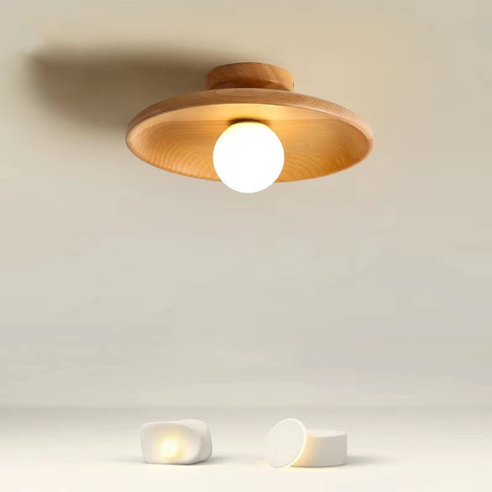 Arturesthome Japanese-style Aisle Small Lamp Flush Mount Solid Wooden Ceiling Light For Dining Room