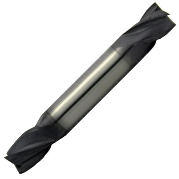 7/64" Diameter 4 Flute Double End 30° Carbide End Mill ALTiN Coated,3/16"Length of Cut, 1/8" Shank, 1-1/2" OAL
