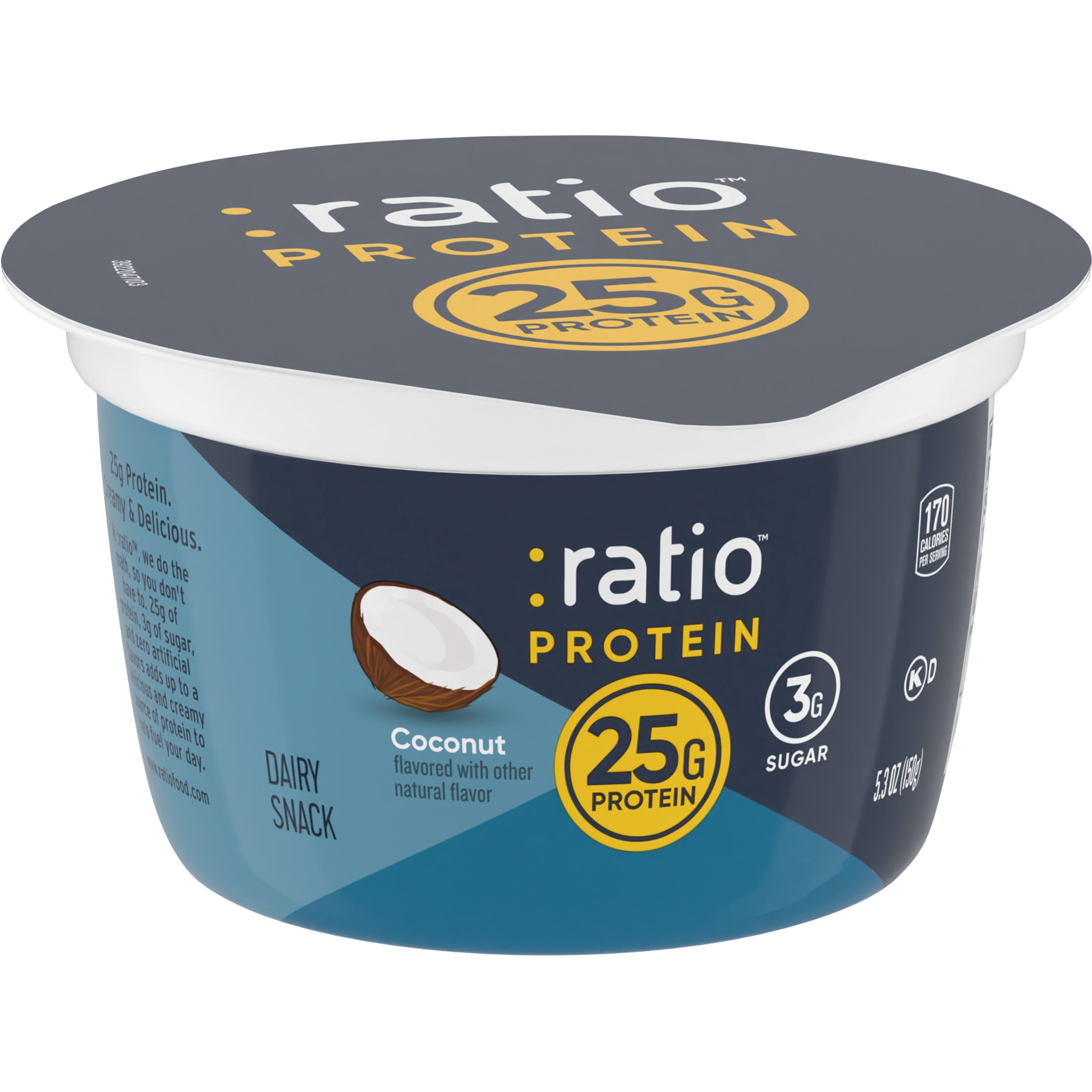 Ratio Yogurt Protein Cultured Dairy Snack, Coconut, 25g Protein, 5.3 OZ