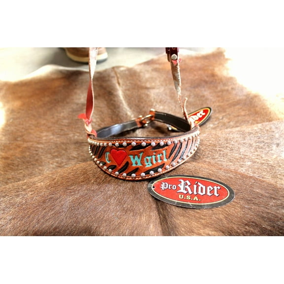 Horse Show Bridle Western Leather Barrel Racing Tack Rodeo Noseband  9943