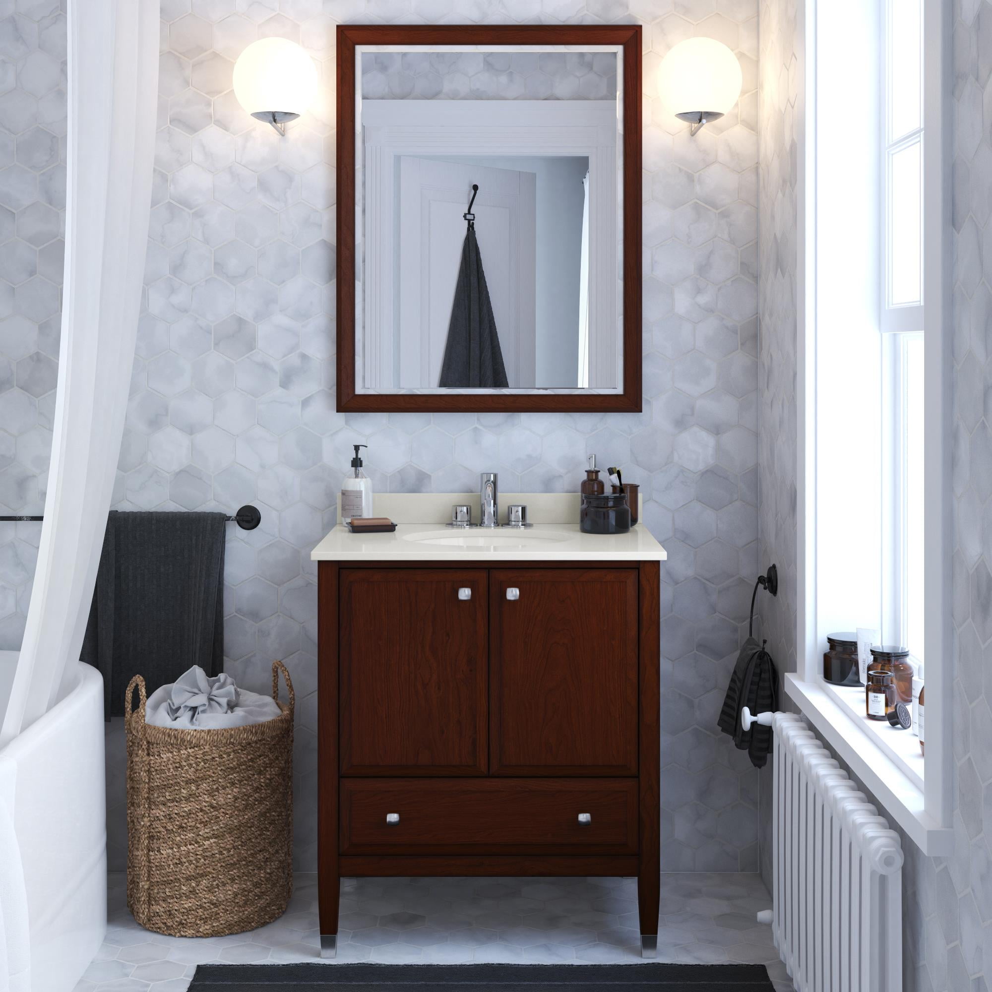 DHP Metcalfe 30 Inch Bathroom Vanity with Sink, Walnut