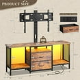thumbnail image 4 of Bepatio TV Stand with Mount and Power Outlet and LED for 32-65 Inch TVs, Swivel and Adjustable TV Stand for Bedroom with 2 Fabric Drawers, Modern Entertainment Center, Rustic Brown, 4 of 9