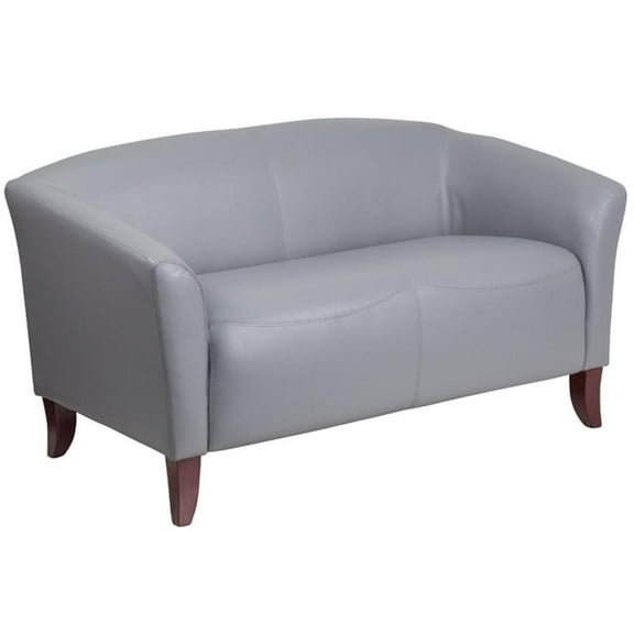 Maklaine Modern / Contemporary Leather Reception Loveseat in Gray