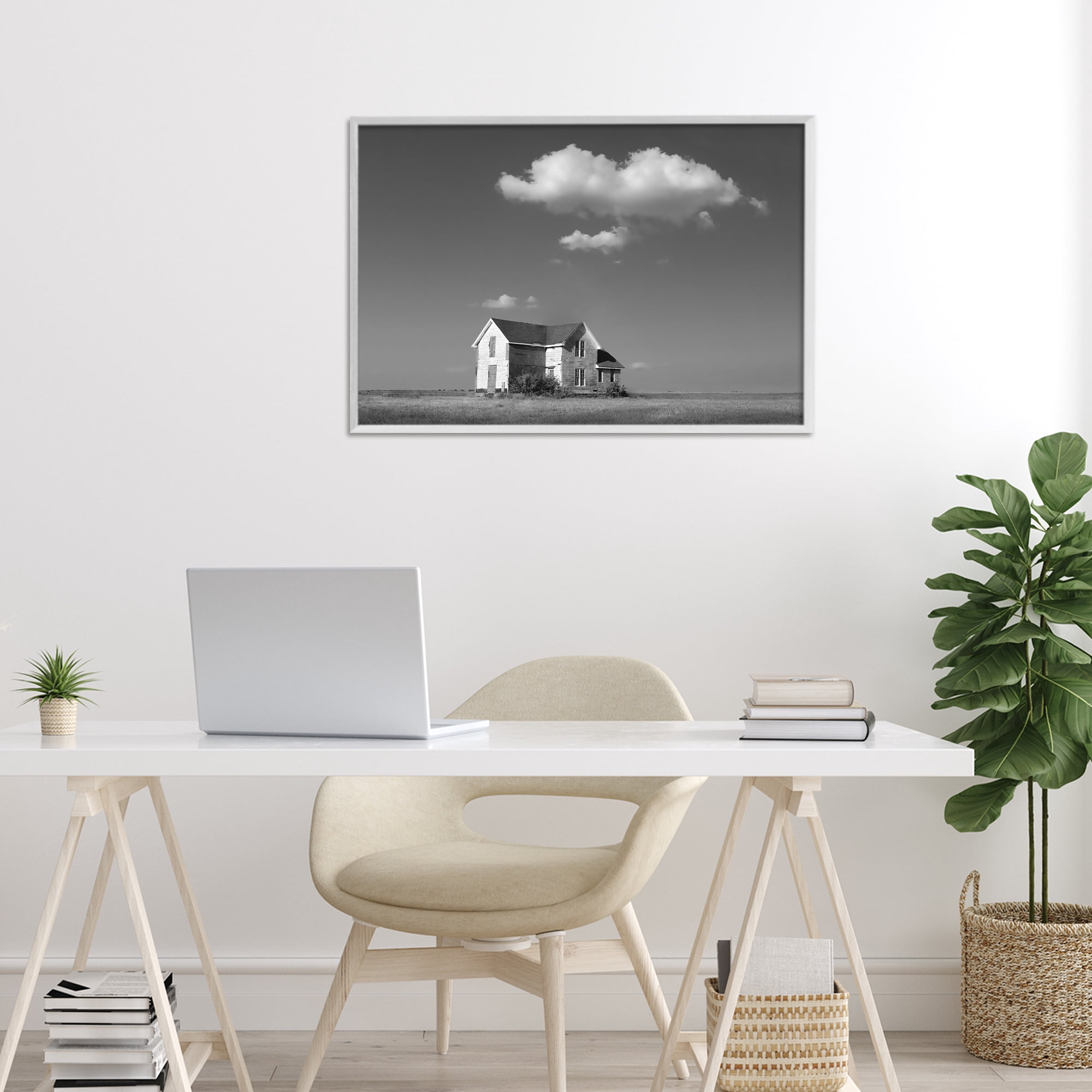 Stupell Industries Solitary Erstwhile Cottage White Framed Giclee Art, design by Steve Toole