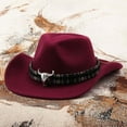 thumbnail image 2 of MIASHUI Western Cowboy Style Hat with Bull Horn Decoration, Ethnic Themed Jazz Fedora Hat for Festive Wear, Unique Design Hat for Performance and Parties, 2 of 3