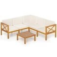 thumbnail image 5 of Gymax Set of 6 Acacia Wood Patio Furniture Set w/ Cushions & Coffee Table Off White, 5 of 6