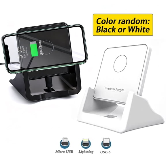 Elnone 15W Fast Qi Charging Stand, Universal Phone Charger for iPhone & Samsung Devices, Black & White