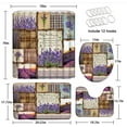 thumbnail image 2 of 4 Piece Rustic Lavender Shower Curtain Sets with Rugs, Toilet Lid Cover ,Farmhouse Purple Floral Hummingbird Vintage Wooden Buffalo Check Plaid Spring Idyllic Bathroom Shower Curtain with 12 Hooks, 2 of 2