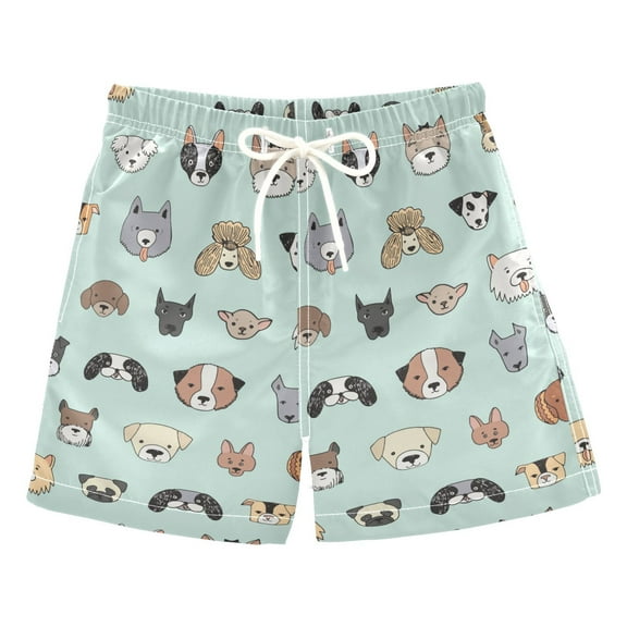 joogoo Boys Swim Trunks Cartoon Dogs Face Funny Beach Board Shorts Drawstring Swimsuit 3T