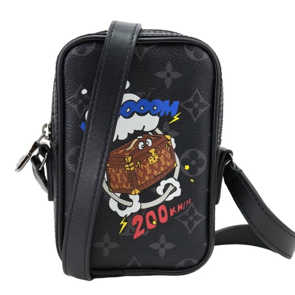 Pre-Owned Louis Vuitton Danube PPM Comic Trunk Printed Monogram Eclipse Canvas Shoulder Bag Black