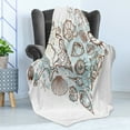 thumbnail image 4 of Nautical Soft Flannel Fleece Blanket, Hand Drawn Seashells Scallop Starfish Whelk Ocean Underwater Life Theme, Cozy Plush for Indoor and Outdoor Use, 50" x 70", Brown Warm Taupe Teal, by Ambesonne, 4 of 5