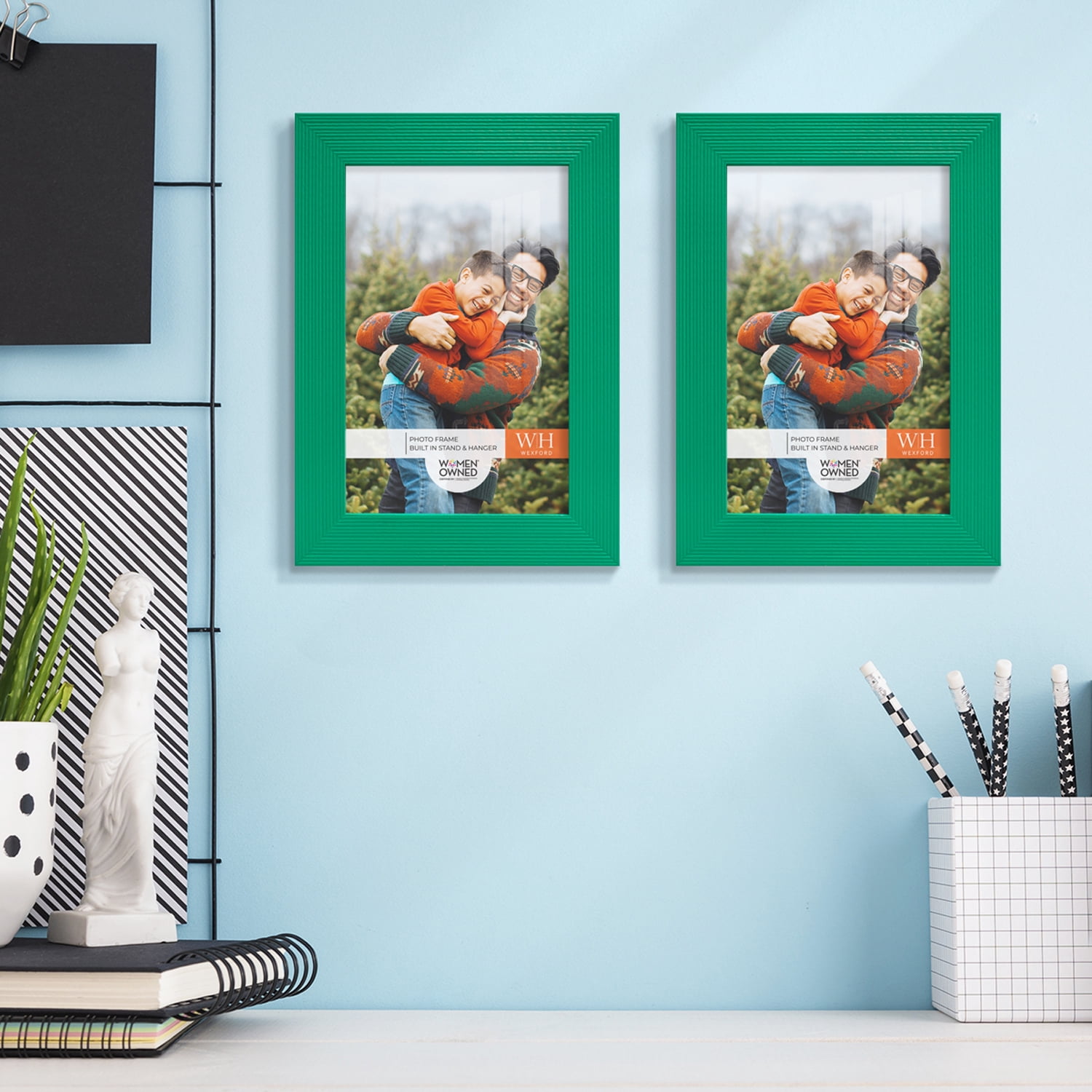 Grooved 4 in. x 6 in. Green Picture Frame (Set of 2)