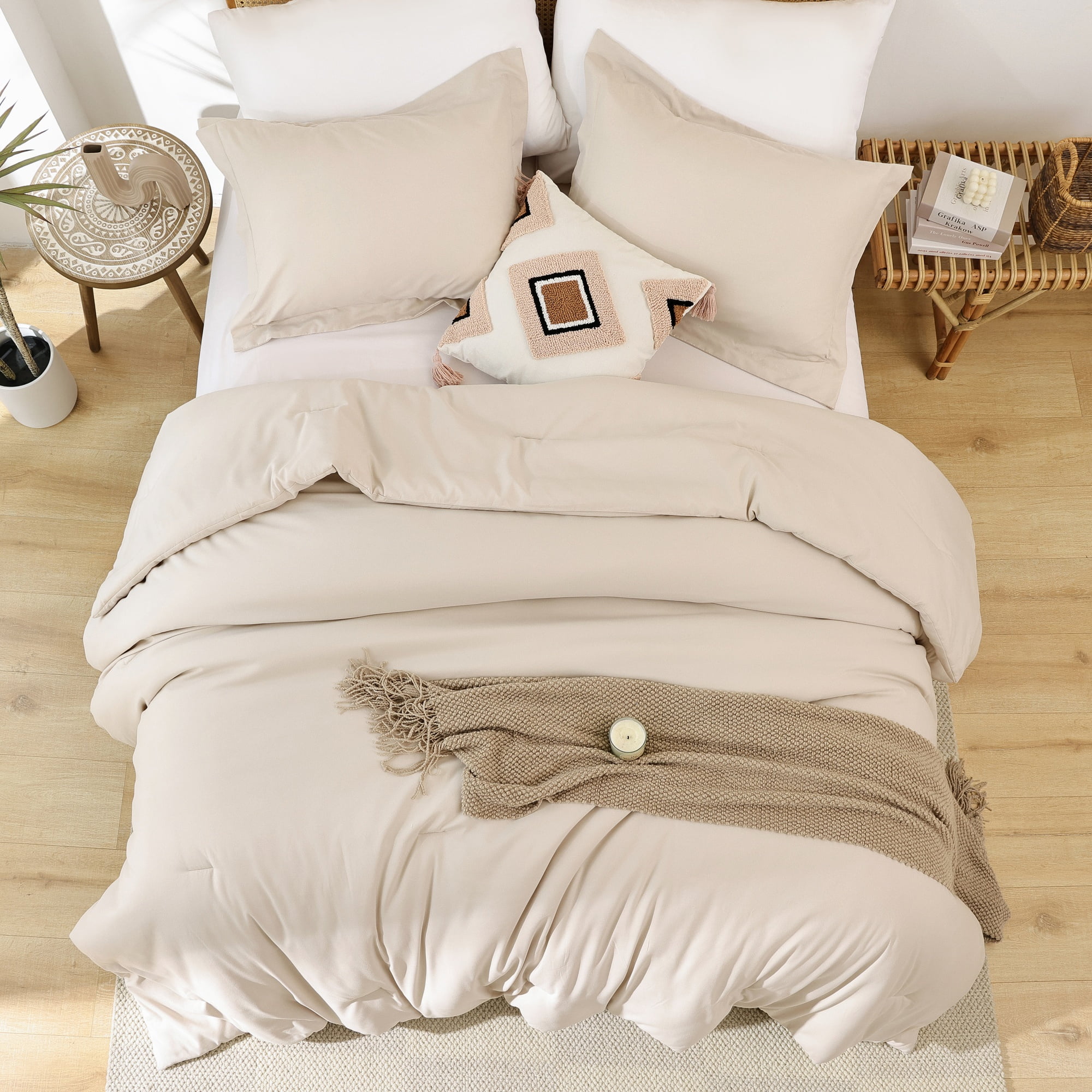 SPRINDAY King Size Comforter Set For Adult, 3 Piece White Bedding Comforter Sets For All Season