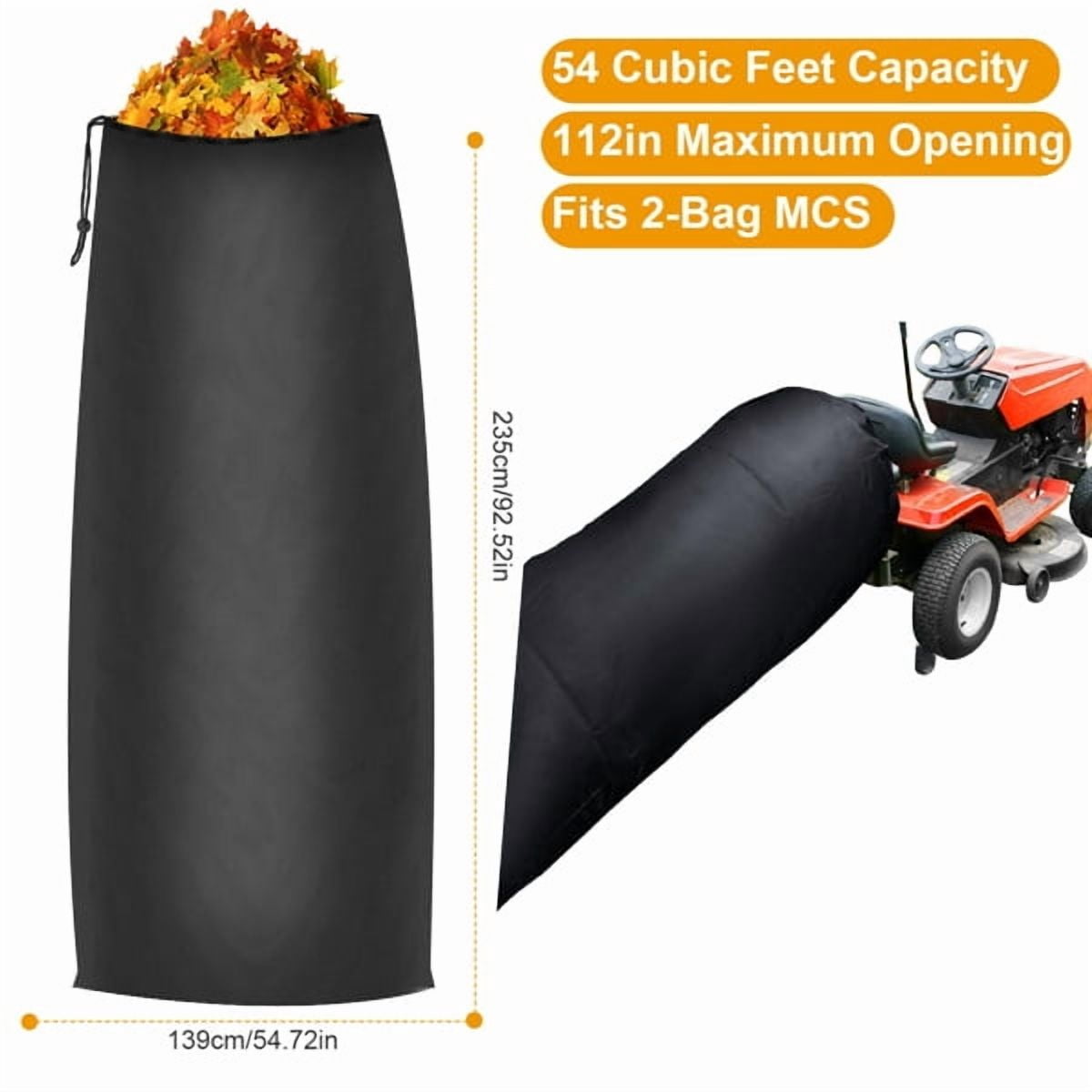 AsterOutdoor Lawn Tractor Leaf Bag Oxford Cloth 54 Cubic Foot Capacity 112-inch Opening Ride-On Mower Collection Bag 2 Pack