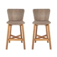 thumbnail image 2 of GZXS Set of 2 Patio Bar Stools, 26.7" Outdoor Counter Height Pub Chairs with Solid Acacia Wood Frame, PE Wicker Seat & Back, All-Weather Patio Kitchen Island Stools, Light Brown, 2 of 10