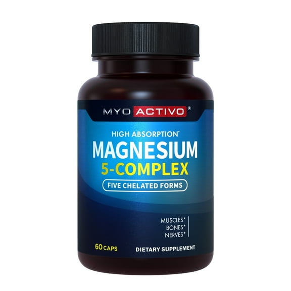 MyoActivo 5-in-1 Magnesium Complex – Calm, Muscle, Nerve & Bone Support – 60 Capsules with Glycinate