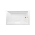 thumbnail image 2 of Aqua Eden CVTAP603622R2 60" Acrylic Rectangular 3-Wall Alcove Tub, Right Hand Drain, Glossy White/Polished Brass, 2 of 4
