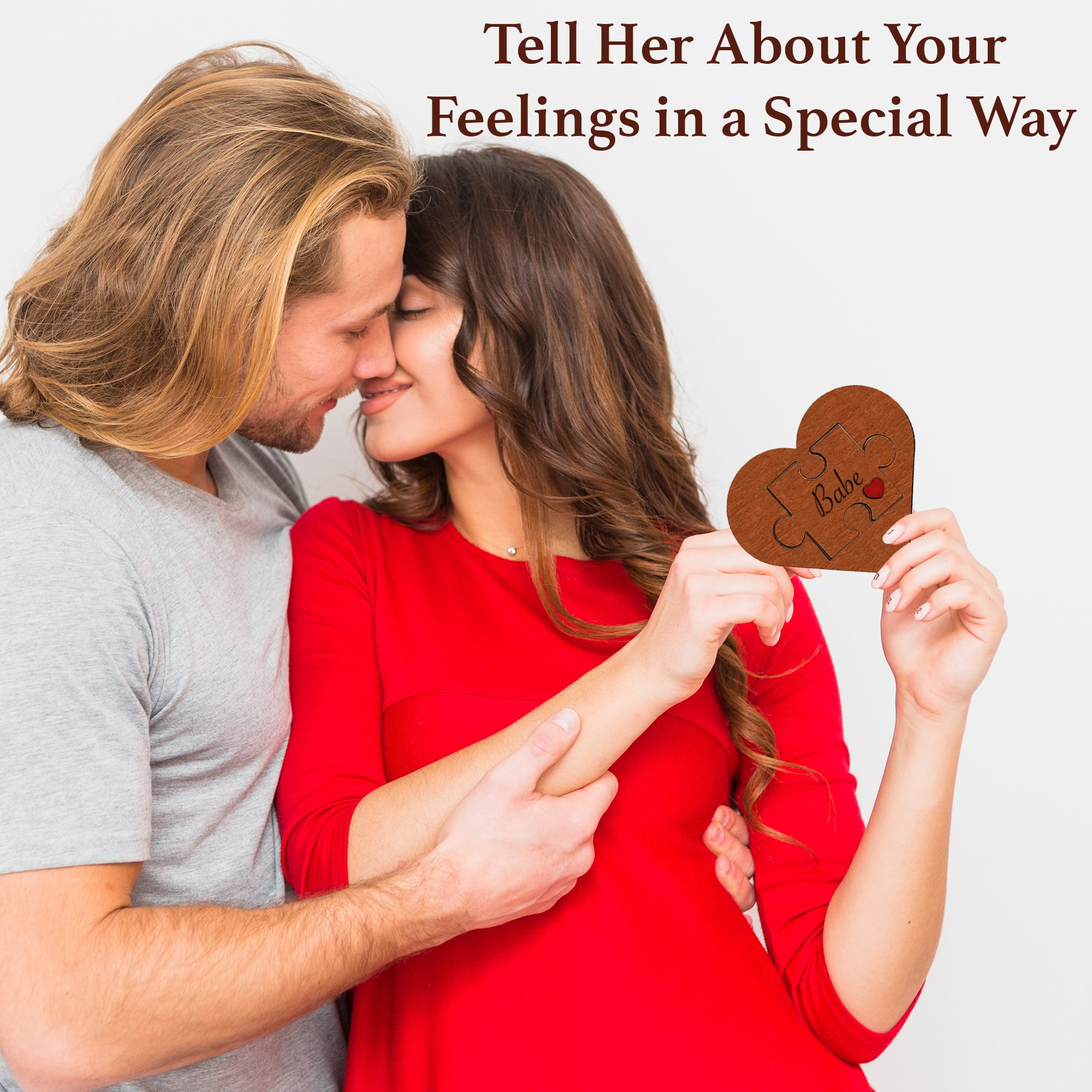 Will You Be My Girlfriend - Unique Be My Girlfriend Proposal Card Ideas, Engraved Wood Heart Shaped Gift Puzzle Piece Sign with Hidden Message, Wooden Wall or Table Mounted Décor