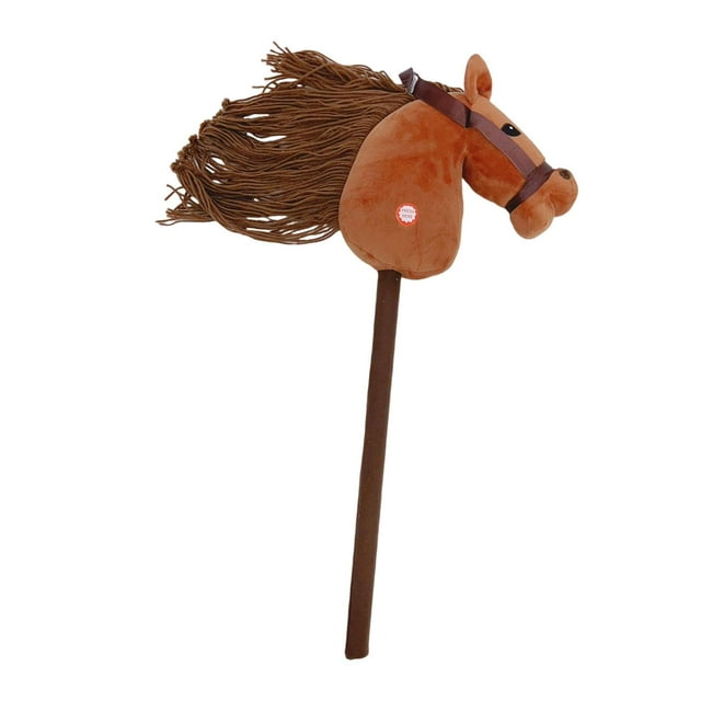 Palo de peluche para montar a caballo Hugo accesorio de rendimiento hecho a mano cabeza de animal marrón